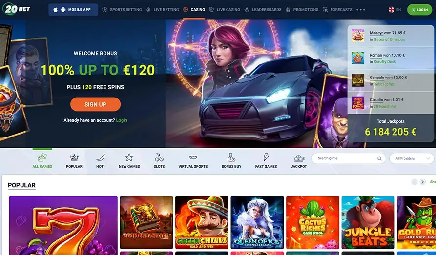 Read review of 20 Bet Casino
