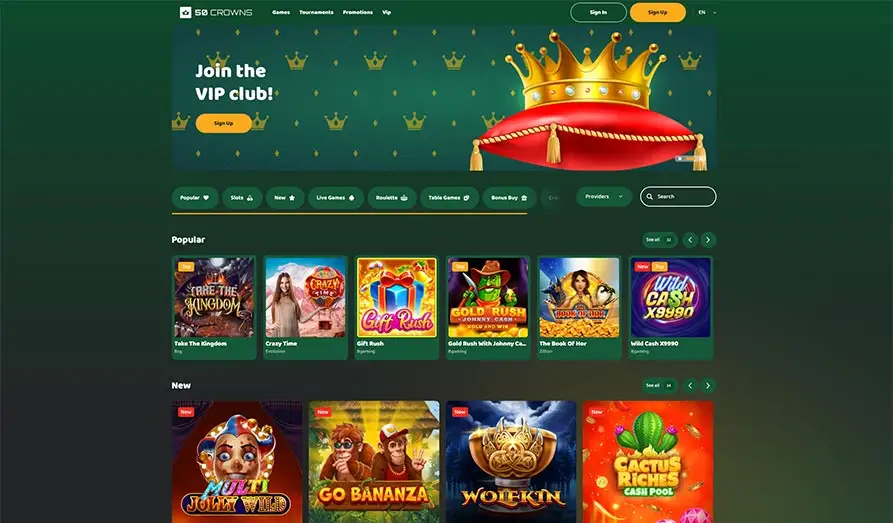 Read review of 50 Crowns Casino