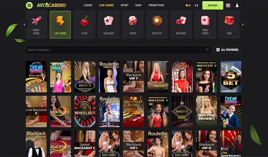 Avo Casino live casino Screenshot image #3 for Avo Casino