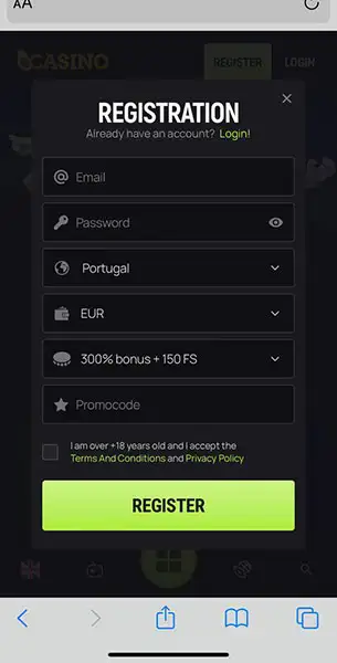 Avo Mobile Casino Registration KYC Mobile Screenshot for Avo Casino