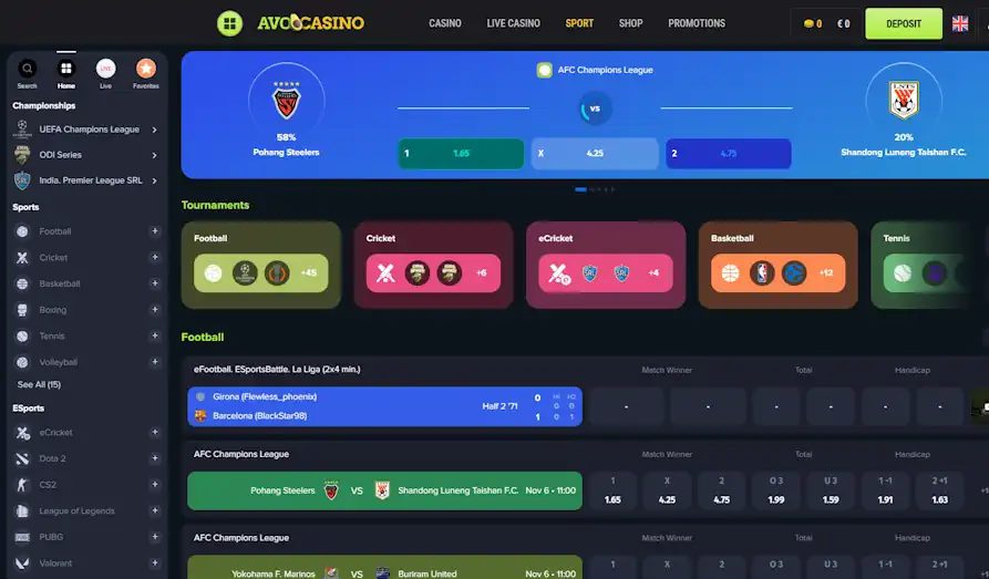 Avo Casino sports Screenshot image #2 for Avo Casino