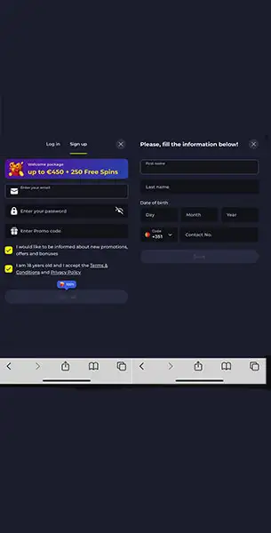 BDM Bet Mobile Casino Registration Process - No KYC KYC Mobile Screenshot for BDM Bet