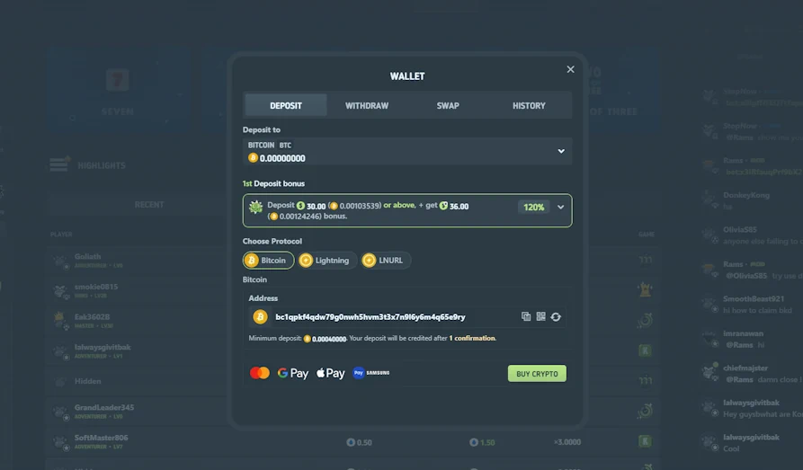 BitKong Casino wallet Screenshot image #3 for BitKong Casino