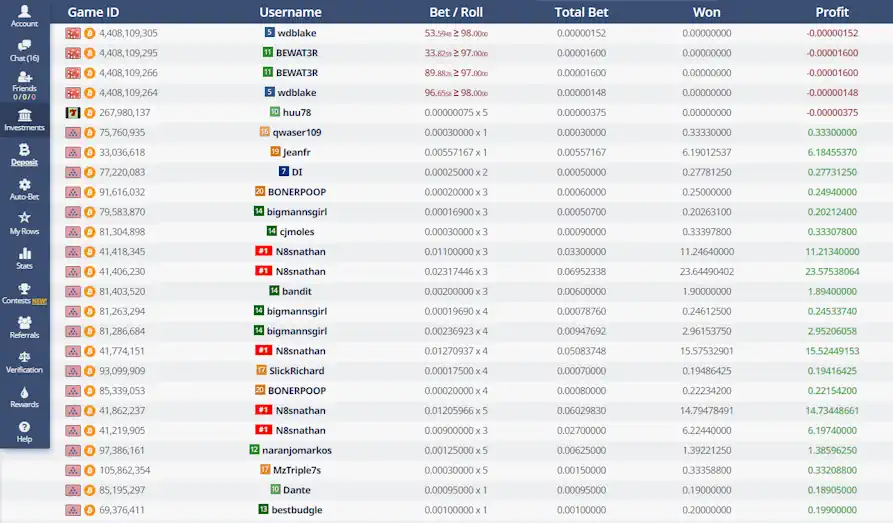 Bitvest Casino Leaderboard Screenshot image #2 for Bitvest Casino
