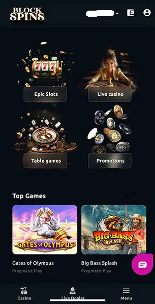 Blockspins Casino mobile screenshot #2 Mobile Screenshot image #2 for Blockspins Casino
