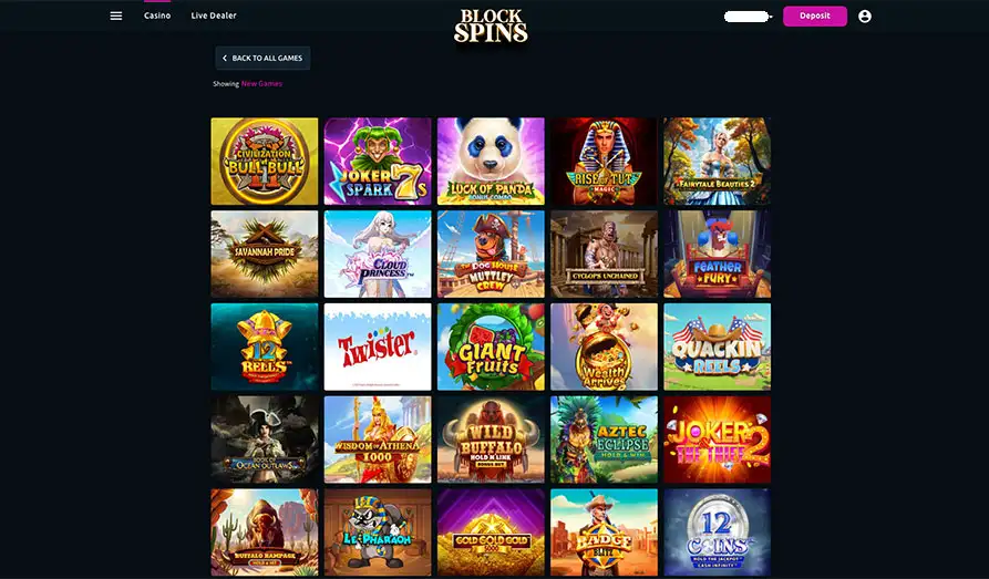 Blockspins New Casino Games Screenshot image #3 for Blockspins Casino