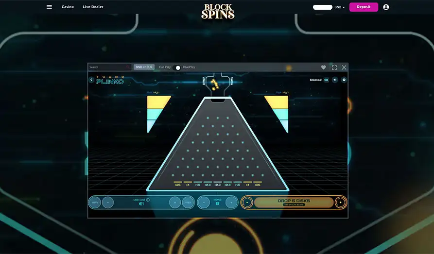 Blockspins Pinko Casino Game Landscape screenshot image #1 for Blockspins Casino
