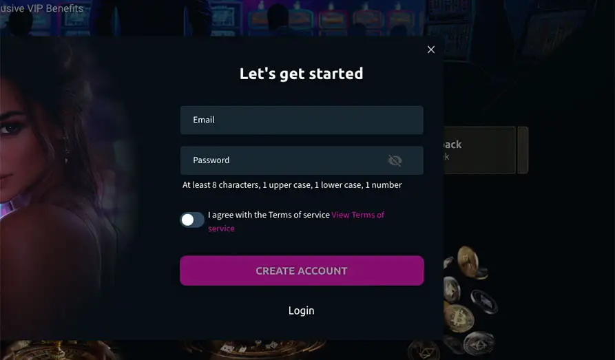 Blockspins Casino Registration - Without Any KYC KYC Landscape screenshot image for Blockspins Casino