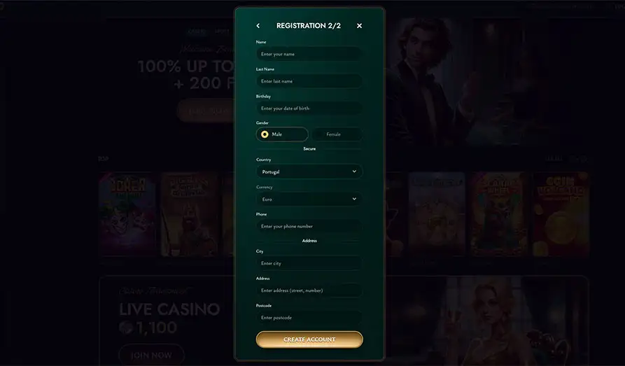 Cashed Casino Registration Process KYC Landscape screenshot image for Cashed Casino