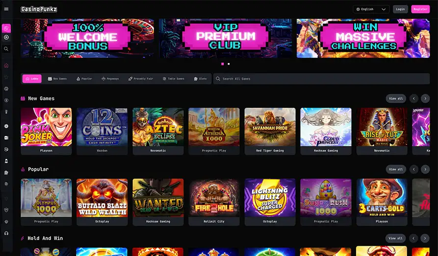 Casino Punkz New Casino Startpage Main screenshot image for Casino Punkz