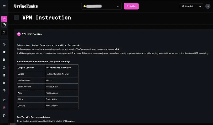 Casino Punkz VPN Friendly Landscape screenshot image #1 for Casino Punkz
