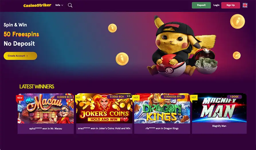 CasinoStriker homepage Main screenshot image for CasinoStriker