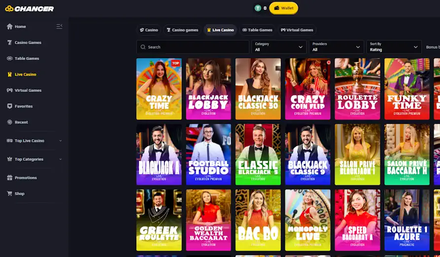 Chancer Casino live games Screenshot image #3 for Chancer Casino