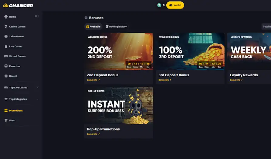 Chancer Casino promos Screenshot image #2 for Chancer Casino