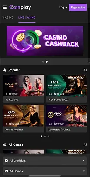 Coinplay Casino mobile screenshot #1 Mobile Screenshot image #1 for Coinplay Casino