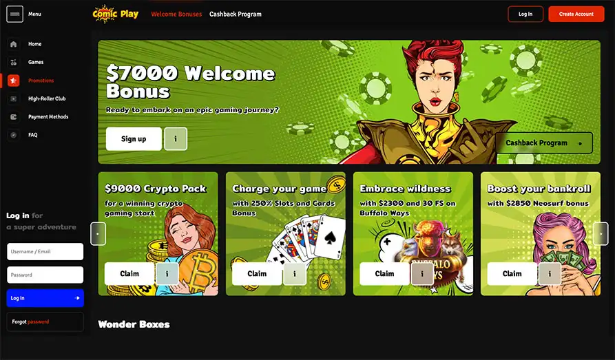 Read review of Comic Play Casino