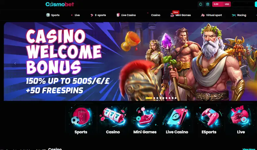 Cosmo Bet Casino standard bonus Landscape screenshot image #1 for Cosmo Bet Casino