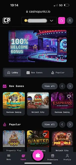Casino Punkz mobile screenshot #1 Mobile Screenshot image #1 for Casino Punkz