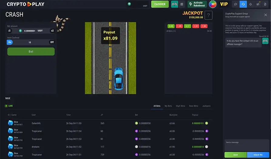Crypto Play crash game Screenshot image #2 for CryptoPlay IO