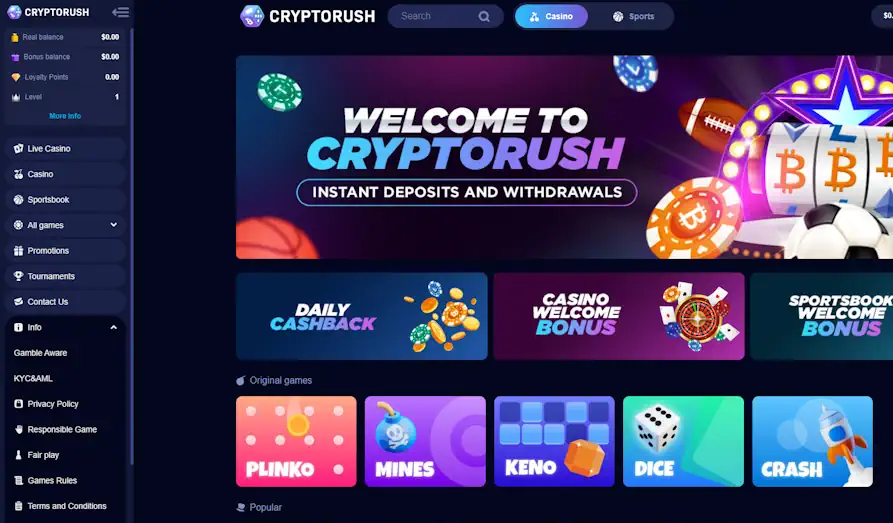 Read review of Crypto Rush Casino
