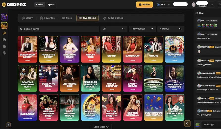 Ded Prz Live Casino Landscape screenshot image #1 for DedPrz Casino