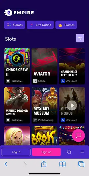 Empire io Casino mobile screenshot #2 Mobile Screenshot image #2 for Empire io Casino