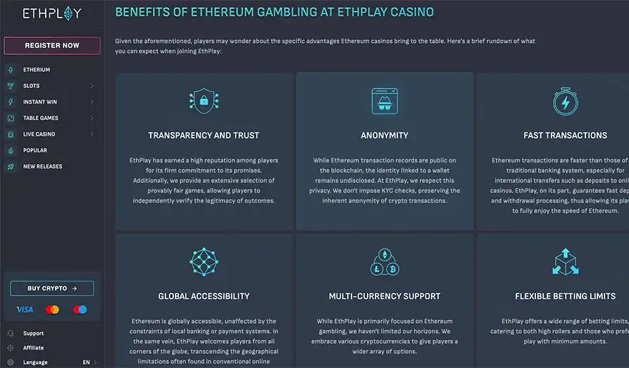 Advantages with ETH Play Landscape screenshot image #1 for ETH Play