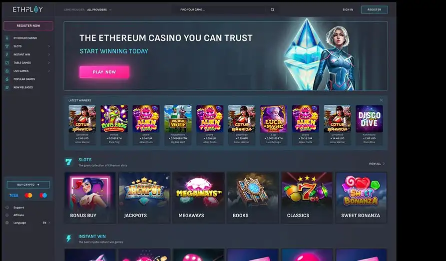 Eth Play Casino Startpage Main screenshot image for ETH Play