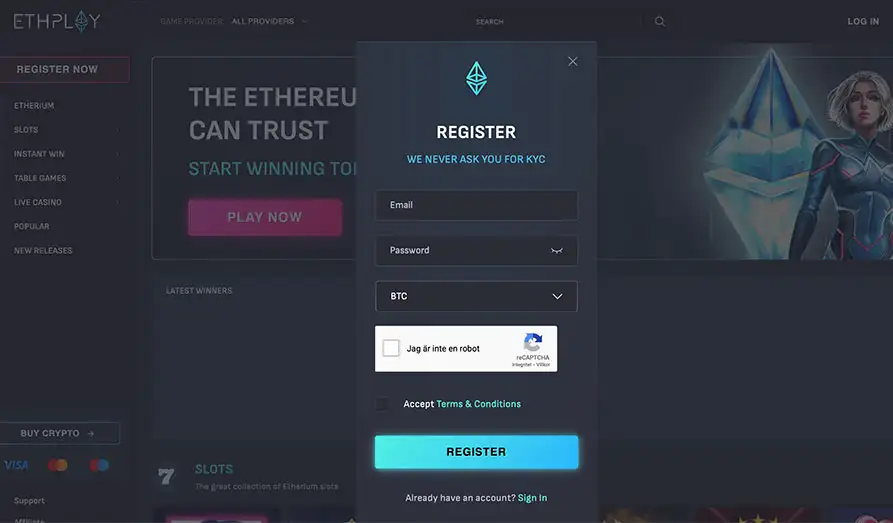 ETH Play never ask for KYC Screenshot image #3 for ETH Play