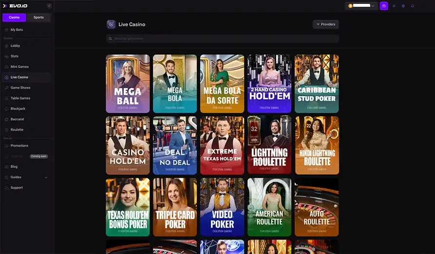 Evo IO Live Casino Landscape screenshot image #1 for Evo IO Casino