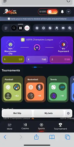 Forza Bet mobile screenshot #5 Mobile Screenshot image #5 for Forza Bet