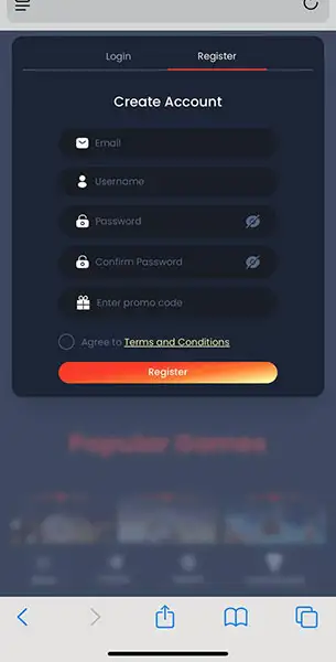 Forza Bet Mobile Casino Registration - No KYC Required KYC Mobile Screenshot for Forza Bet
