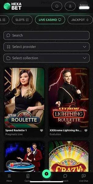 Hexabet Casino mobile screenshot #4 Mobile Screenshot image #4 for Hexabet Casino