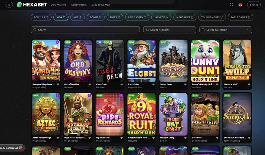 Hexabet New Slots Screenshot image #3 for Hexabet Casino