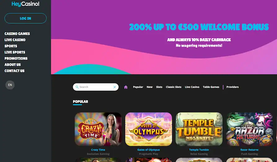 Read review of Hey Casino