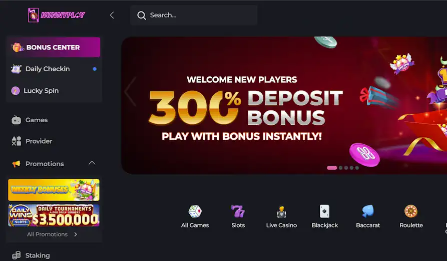 Hunny Play Casino home Main screenshot image for Hunny Play Casino