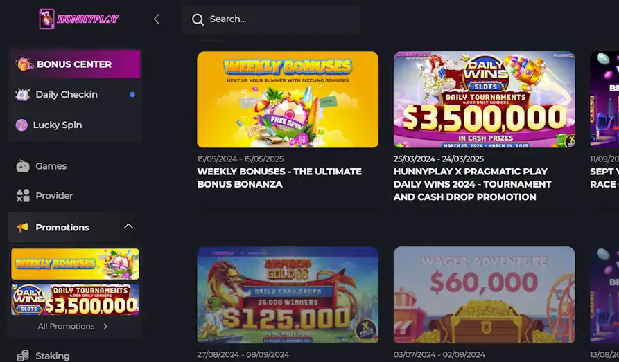 Hunny Play Casino promotions Landscape screenshot image #1 for Hunny Play Casino