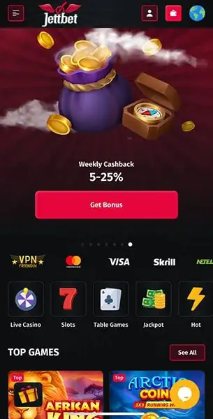 Jett Bet Casino mobile screenshot #1 Mobile Screenshot image #1 for Jett Bet Casino