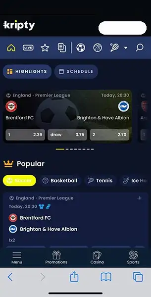 Kripty Casino mobile screenshot #4 Mobile Screenshot image #4 for Kripty Casino