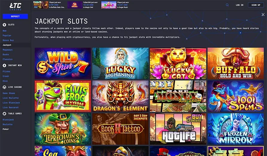 Jackpot slots at LTC Casino Screenshot image #3 for LTC Casino