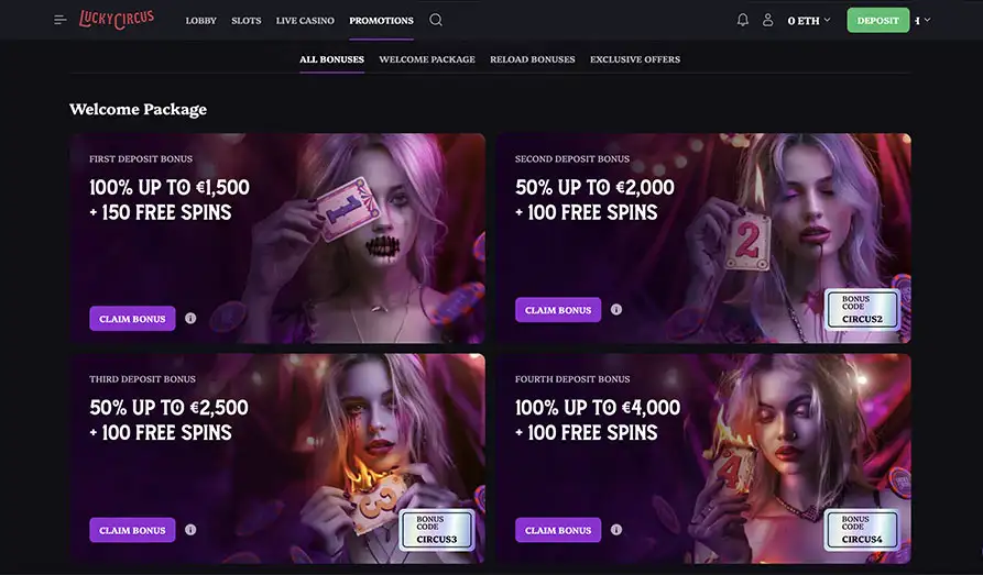 Lucky Circus Casino Bonuses Screenshot image #2 for Lucky Circus Casino