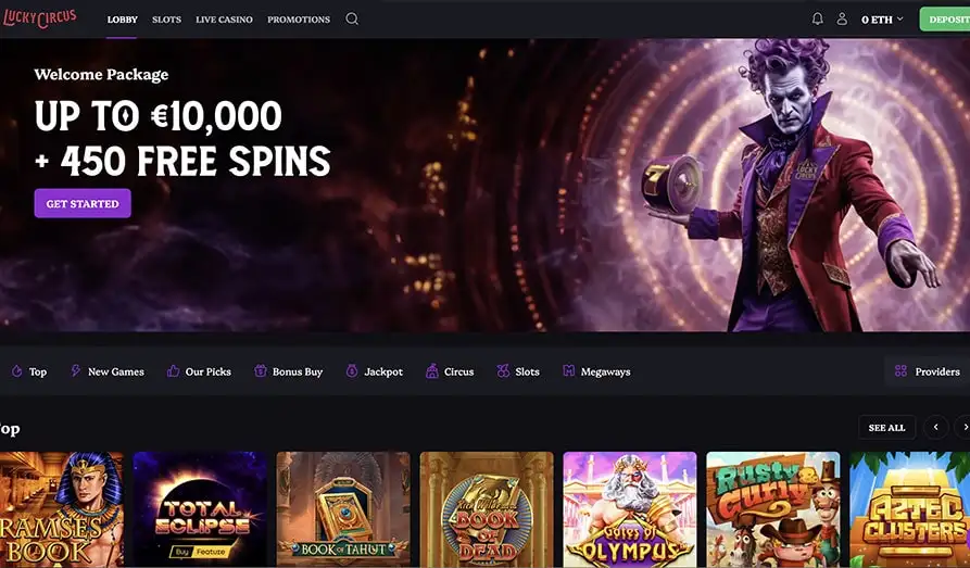 Lucky Circus Casino Startpage Main screenshot image for Lucky Circus Casino