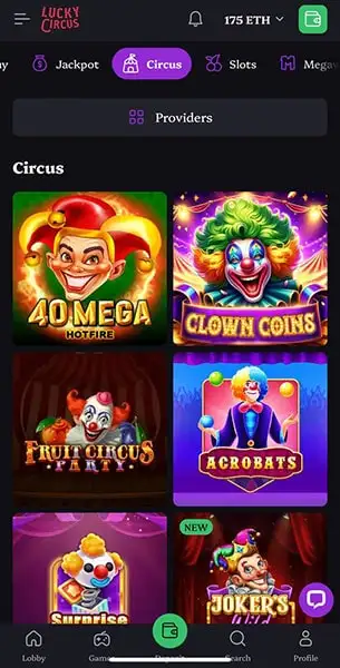 Lucky Circus Casino mobile screenshot #5 Mobile Screenshot image #5 for Lucky Circus Casino