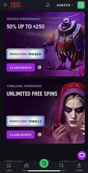 Lucky Circus Casino mobile screenshot #2 Mobile Screenshot image #2 for Lucky Circus Casino