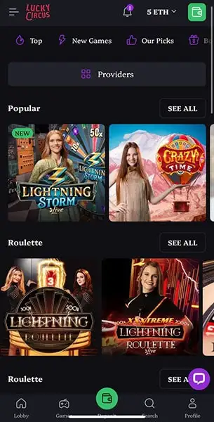 Lucky Circus Casino mobile screenshot #1 Mobile Screenshot image #1 for Lucky Circus Casino