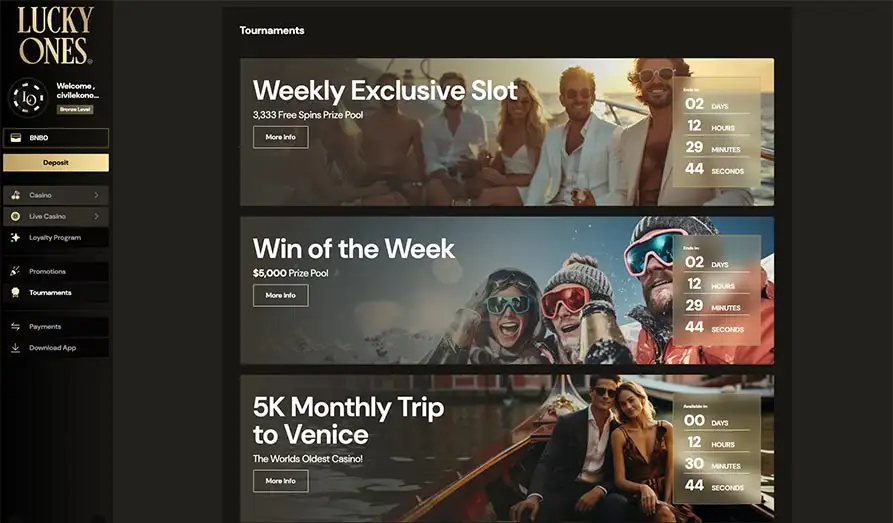 Lucky Ones Casino Bonuses Landscape screenshot image #1 for Lucky Ones Casino
