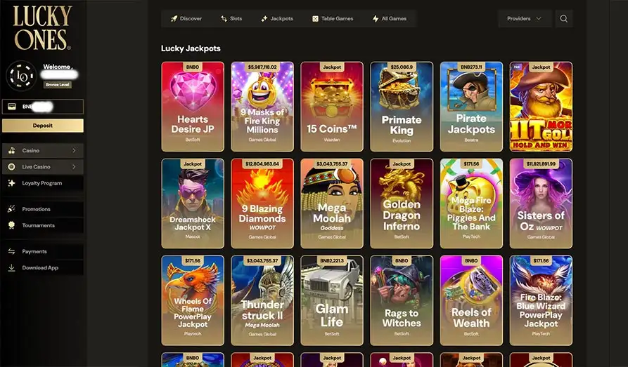Lucky Ones Casino Jackpot Games Screenshot image #2 for Lucky Ones Casino
