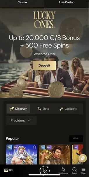 Lucky Ones Casino mobile screenshot #1 Mobile Screenshot image #1 for Lucky Ones Casino