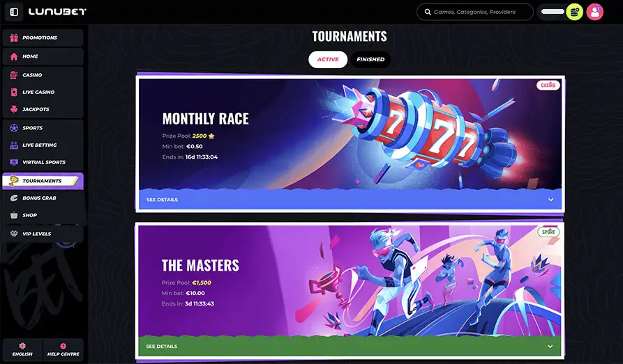 LunuBet Casino tournaments Landscape screenshot image #1 for LunuBet Casino