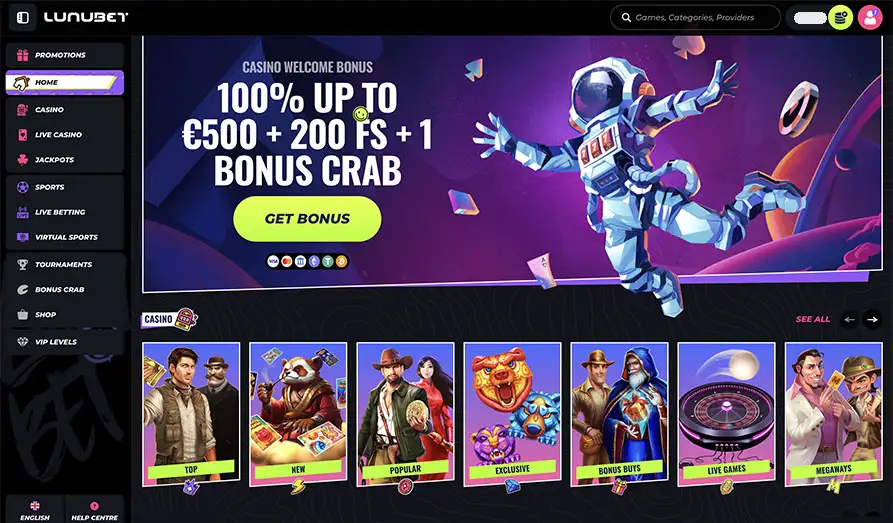 LunuBet Casino homepage Main screenshot image for LunuBet Casino